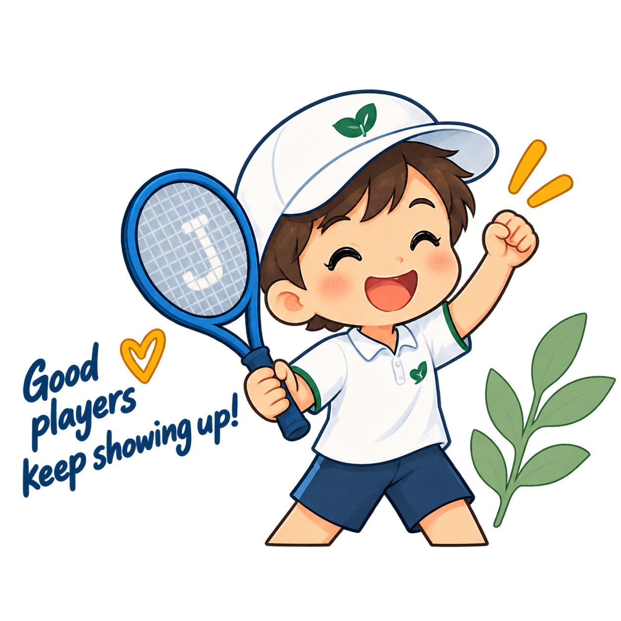 Tennis player welcoming returning players