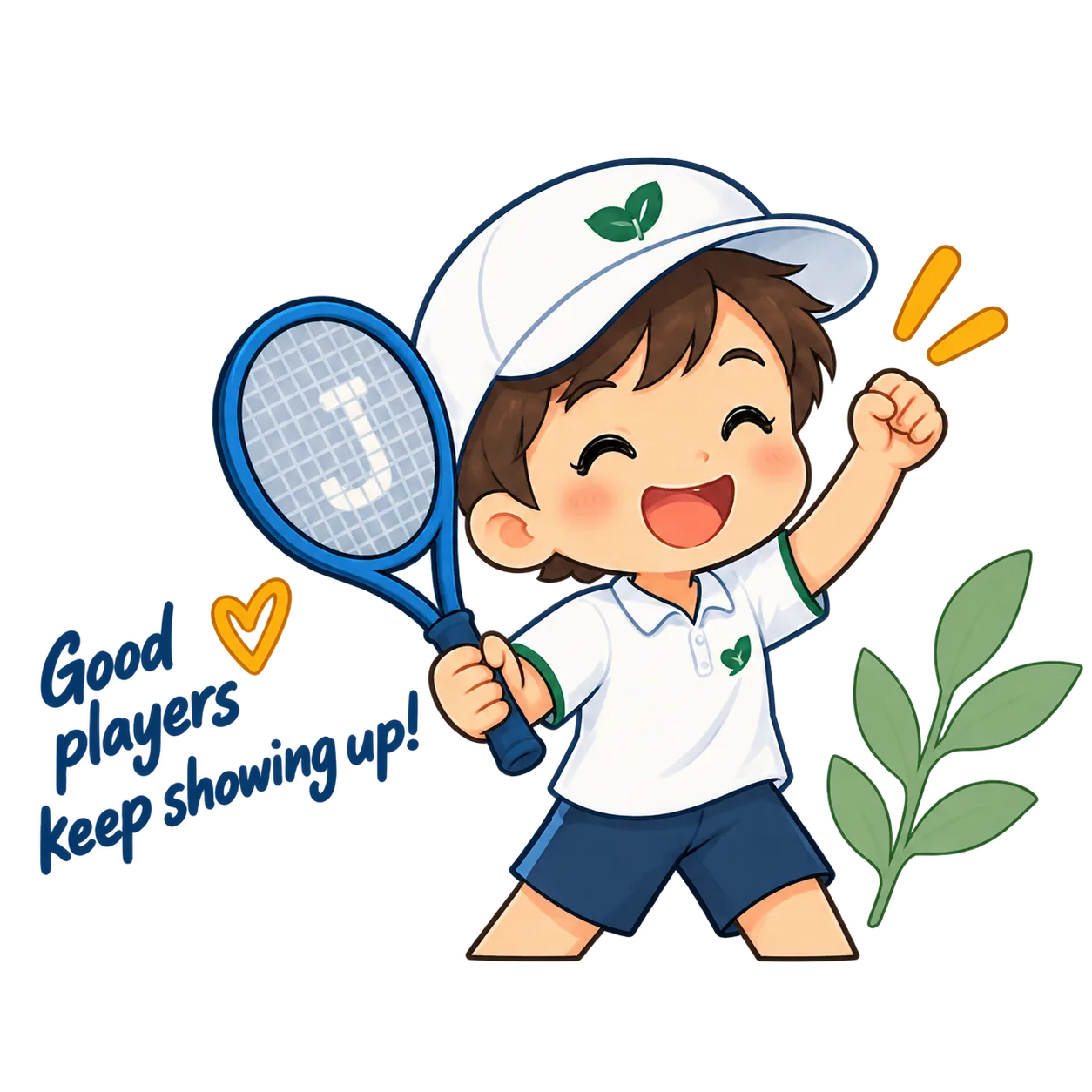 Tennis player welcoming returning players