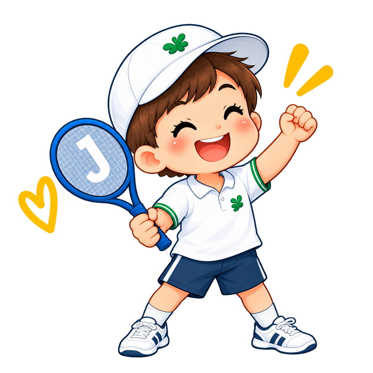 Young tennis player celebrating